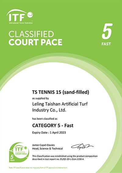 ITF Certificate TS Tennis 15 Fast 5